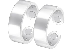 Jeracol 2PCS Copper Rings for Women& Men with 4X Ultra Strength magnets,99% Solid Pure Copper Magnetic Rings with Gift Box(Silver&Silver)