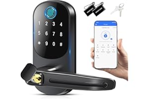 AILRINNI Smart Door Lock, Fingerprint Door Lock, 12-in-1(Fingerprint/passcode/APP/IC Card/Key) Password Bluetooth Smart Locks,Biometric Electronic Smart Lock for Home, Office, Hotel Office, Apartment