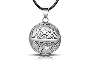 EUDORA Harmony Ball Collier Bola de Grossesse pour Femme Maman, Pendentif Boule Carillon Musical pour Femme Enceinte Future Maman Cadeau Original Bijoux, 114cm+76cm