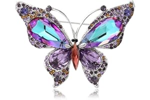 KOFOT Butterfly Brooch Pins Women Rhinestone Crystal Enamel Insect Pin Safety Pin Wedding Lapel Pins Dress Accessories Jewelry Gift For Women Girls Purple