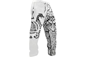 GENERISCH Sweatpants Herren Vintage Wikingerhose Wikinger Motive Trainingshose Mittelalter Hose Piraten Joggerhose Walhalla Jogginghosen 3D Gedruckte Streetwear Hip Hop Jogginghose Y2K