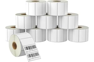 BETCKEY - 51mm x 25mm(2 in x 1 in) Barcode & Address Thermal Labels, 1300 Perforated Labels per Roll Compatible with Zebra & More Printers [10 Roll/13000 Labels]