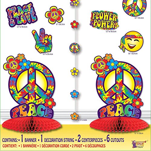 Hippie-Dekoration 70er 60er Party-Kit, 10 Stück - 2