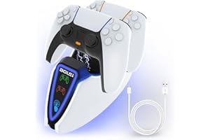 BOLEi Controller Ladestation für PS-5 2 Std Lädt Schnell mit LED Visualisierte Ladestatus, Ladestation mit Licht Touch-Schalter, Intelligenter Ladechip, Dualsense Ladestation, Zubehör für PS-5