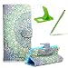 Produktbild iPhone SE Handyhülle Brieftasche Lederhülle Case,Bookstyle Magnet PU Leder Standfunktion Kompletter Schutz Kartenfach Wallet Cover für iPhone 5S,Herzzer Mode Gute Qualität [Grüne Blumen Muster] Schutztasche Schutzhülle Handyschale Hülle Flip Case Cover für iPhone SE/iPhone 5/5S + 1 x Frei Grün Handy Halterung Ständer + 1 x Frei Grün Touch Pen Stift Stylus
