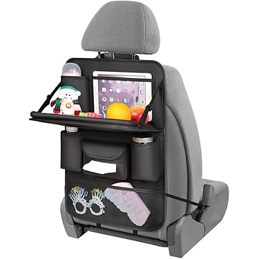 Organizer Per Sedile Auto Bambini - Nero Con Supporto Tablet 10" E 5 Tasche - Protettivo E Antimacchia - 3