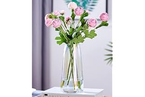 Vzmiza Clear Glass Vase - Vases Decoration for Modern Home Decoration - Flower Vase for Pampas Grass - Decorative Vases for Decorative Aesthetic - Vases Glass for Wedding - White Large Flower Vase for