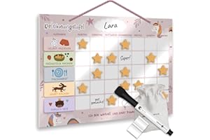 ‎LEBENSKOMPASS Lebenskompass® Belohnungstafel Kinder Rosa - Abwischbare Whiteboard-Tafel mit Aufhängeband - Belohnungsplaner für Kinder zur Motivation