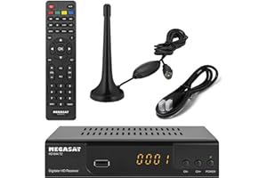 netshop 25 Megasat T644 DVB-T2 Receiver + aktive Zimmerantenne + HDMI Kabel, HDTV für frei Empfangbare DVB-T2 Sender, schwarz