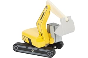 small foot Escavatore con Pala con Cabina in Legno, Veicolo Gioco con Braccio Girevole a 360° ed Effetto Catena Realistico, dai 2 Anni, 12637