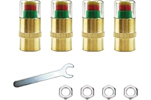 Vonmerie Car Tyre Valve Caps with Pressure Indicator, 4Pcs 3-Color Warning Valve Stem Caps for Bike Motorcycle Bicycle-brass