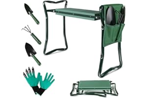 ‎MASTHOME Masthome Gartenhocker,Kniebank für Gartenarbeit Gartensitz mit Eva-Schaumkissen bis Belastbarkeit 150 KG, Hergeben Gartengeräte und Handschuhe