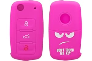 kwmobile Autoschlüssel Hülle kompatibel mit VW Skoda Seat 3-Tasten Autoschlüssel Hülle - Schlüsselhülle Don't Touch My Key Weiß Pink