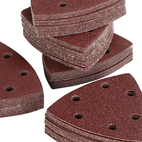 Yahee 100x Schleifdreiecke Schleifpapier Schleifblätter 6 Loch gemischte mit verschiedenen Korn - 5