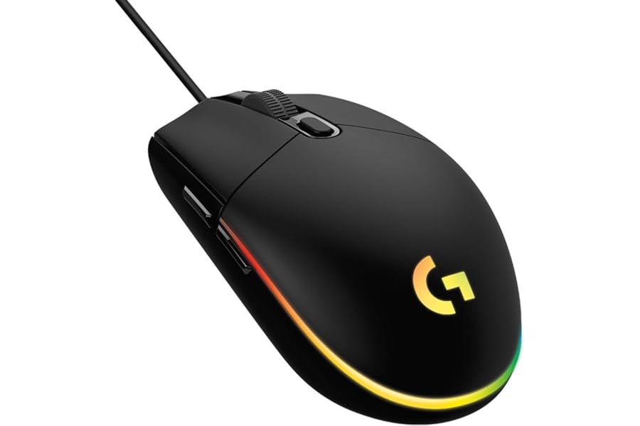 Logitech G203 Lightsync Gaming Mouse with Customizable RGB Lighting, 6 Programmable Buttons, Gaming Grade Sensor, 8 k dpi Tracking, Light Weight (Black)