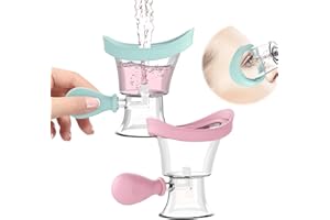 HOAAIGO Lavage Oculaire Outil, Gobelet Lave-Oeil Portable, Tasse de Lavage des Yeux, 2 Pièces Outil Professionnel de Nettoyage Des Yeux, kit de nettoyage des yeux à pression d'air manuelle (Bleu, Rose)