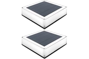 ILIKEPOW 2pcs Solar Lights Outdoor for Posts, Deck, Fence, Patio, Garden Post Cap Lamp Waterproof Lighting Colour Temperature Adjustable 3000K, 4000K, 6000K