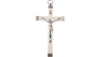 Catholic luminous silver colour Jesus corpus crucifix rosary cross pendant 9.5cm