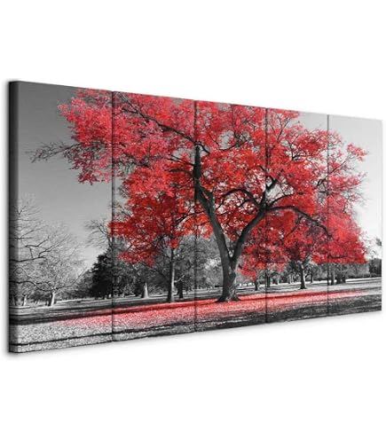 FITSEN Quadro Su Tela Monte Fuji naturale, ciliegio giapponese Quadri di paesaggi Immagine panoramica Stampa su tela Opera d'arte moderna per soggiorno 30x60 cm senza cornice