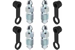 GENERIC 4Pcs M10x1mm Bolt Bleed Screw with Dust Cap Disc Brake Caliper Exhaust Screw Galvanized Metal Bleed Screw Accessories for Motorcycles Cars Brake Pumps
