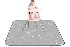 Fitzulam Spritzmatte für Hochstuhl, einfache Reinigung, Bodenschutz, wasserdicht und rutschfest, für Hochstuhl, 132 x 132 cm (Graues Dreieck)