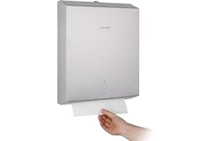 anydry Distributeur de Serviettes en Papier Commercial monté sur Mur – Capacité de 400 Feuilles, INOX Brossé, verrouillable,multifold/Z-Fold (Taille pliée ≤ 27 cm x 10 cm) Brossé