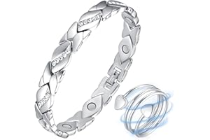 ‎VICMAG Vicmag Magnetarmband Damen Titanstahl Ultral-Festigkeit magnetisch Armband Geschenk mit Entfernungswerkzeug (Silberkristall Design)