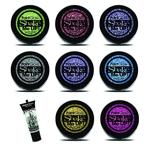 Paint Glow Shake Me UP! Holographic Glitter Shaker + Fix Gel Full Set 8 Colours