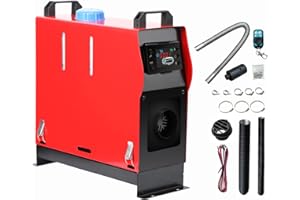 KIASTER 5KW / 8KW 12V Diesel Heater Air Parking Heater Diesel Night Heater With LCD Display & Remote Control & Fuel Tank for Car Trucks Boat Trailer RV Caravan Campervans (Single Hole Red, 8KW)