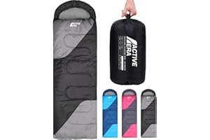 ‎ACTIVE ERA Active Era Premium Mumienschlafsack 250 GSM, Schlafsack Winter & Sommer, 0°C bis 15°C, Indoor und Outdoor Camping, Festivals, Sleeping Bag Wasserabweisend, Ultraleicht, Kleines Packmaß