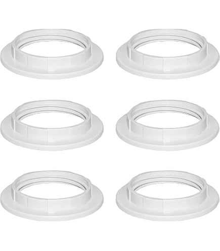 EIHI confezione da 6 Bianco Plastica Anello Riduttore paralume lampada E14 28MM, Raccordi per Paralume Anello Convertitore dell'Adattatore E14 per Lampada da Tavolo, Plafoniere, Lampada da Comodino
