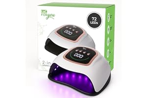 LAC FOR YOU Lampara Uñas Semipermanentes 72 LED 365/405 nm – Catalizador Uñas Led Sensor Automático, 4 Temporizadores Low Heat, Base 240 mm Extraíble, Pantalla LCD - UV Lamp Manicura y Pedicura