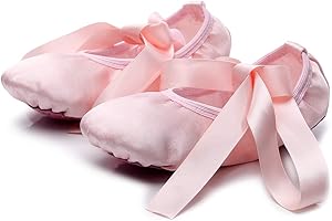 Lily's Locker Satin Ballet Shoes for Girls Kids & Toddler Split-Sole Ribbon Ballerina Shoes