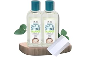 Head Lice Defence Bundle – 2x250ml Natural Tea Tree & Lemon Eucalyptus Head Lice Shampoo with BVO Luxe Nit Comb, Treatment for Kids & Adults, Anti Nit Hair Care