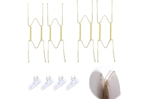CYLOCRYA Set de 4 Ganchos de Acero Inoxidable para Colgar Platos Decorativos y Marcos de Fotos en Pared,Tamaños de 6 y 8 Pulgadas,Incluye tornillos y fundas protectoras, ofrece versatilidad para tu decoración.
