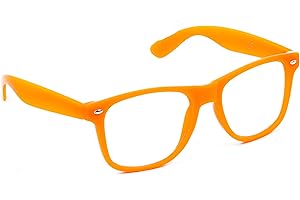 MUSTAVO Kids Childrens Orange Frame Glasses Clear Lens Geek Boys Girls Book Week World Book Day For Fancy Dress Costume Outfit Age 3-9 Years