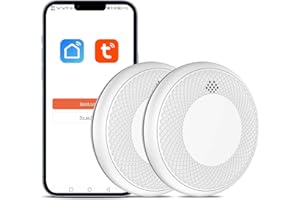 Safeliveo Alarma de Incendio Delgada Inteligente WiFi con Función de Silenciado y Autocomprobación Notificación por App Compartida con la Familia Detector de Alarma de Humo Batería de 10 años 2Pieza