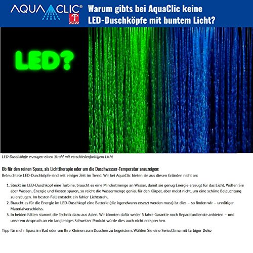 Duschkopf wassersparend BLACK POWER – SwissClima-Duschbrause mit Massagestrahl, kalkfrei, 3 Mengenregler für 4 Durchflussmengen, Aufsatz SOFTSPRAY für weichen Regenstrahl; Made in Switzerland direkt vom Hersteller Aquaclic® - 8