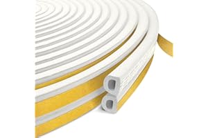 GUKOY Door Window Draught excluder Foam Tape Seal Strip Self Adhesive D Type Weather Stripping, Water-Proofing, Anti-Collision, Noise Muffling 10M,White