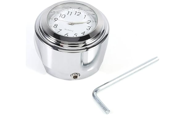 Keenso Montre de Guidon de Moto Monture de Guidon avec Chronomètre Blanc Horloge Numérique de Moto Etanche 7/8" 1"