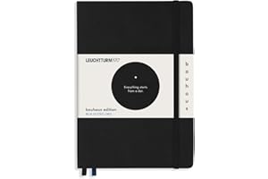 LEUCHTTURM1917 359617 Carnet de notes Medium (A5), Couverture rigide, 251 pages numérotées, noir, Bauhaus