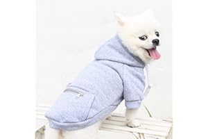 AMAONE wasserdichte Hundemantel Winter Warme Jacke Hunde Welpen Pullover Junge Für Kleine Mit Tasche - Warmer Hund Medium Hoodie Herbst Kleidung Winter Fleece Haustierkleidung Hunde (1024THDEBKC-Grey, L)