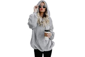 iWoo Bluza z kapturem, damska bluza z kapturem, polar, na jesień, zimę, ciepła, z długim rękawem, jednokolorowa, na co dzień