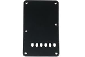 Musiclily 6 Trous Vintage Style Plaque Arrière Vibrato Tremolo Backplate pour Guitare électrique Fender USA/Mexican Standard Strat, 1 pli Noir Vernissé