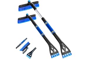 Aicerous® Grattoir à Glace Voiture avec Balai, Grattoir à Neige Amovible 3 en 1, Brosse à Neige avec Rotation à 360, Grattoir Pare Brise Voiture, pour Voitures, SUV, Camion (B)