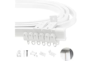 Xnuoyo Binario a Soffitto, Flessibile Binario per Tenda in Lega Metallica e Plastica, 3 Metri Binario Curvo per Tende, per Finestre a L/U a Forma Tende Divisori