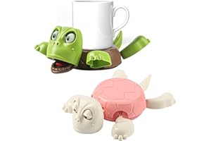 BGNXHYB 2 posavasos de tortuga impreso en 3D, divertido cara tortuga, posavasos novedosos para bebidas para 2025, diseño de sensor de gravedad, regalos para amigos y niños