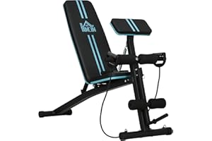 HOMCOM Banc de musculation pliable inclinable, banc réglable pour le développé couché, le curl biceps, la musculation du dos et des abdominaux, avec extenseur des jambes, acier