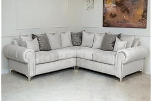 HOMEOLOGY SOFA DIRECT HOMEOLOGY Imperial 3 Seater Sofa Plush Series for Ultimate Relaxation and Style, Corner Sofa for Living Room, 3+2 seater velvet Sofa Set for Sale (Light Grey, Arm Chair)