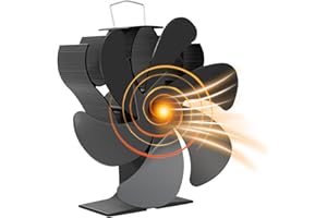 BSWAY BSAWAY Ventilateur Poele à Bois 6 Lames, Fonctionnement Silencieux, Ventilateur Cheminée Alimenté Par la Chaleur pour Poêle à Bois/Brûleurs/Bûches de Poêle